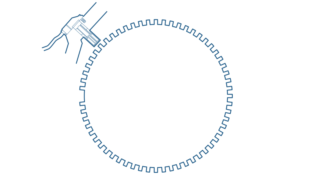 Detailed view of crankshaft speed sensor