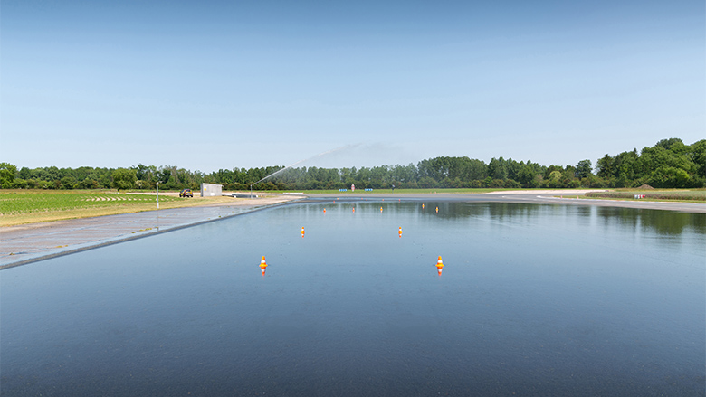 Wet concrete and asphalt track