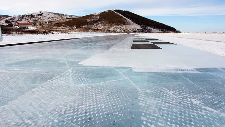 Ice surface and checker board area on polished ice.