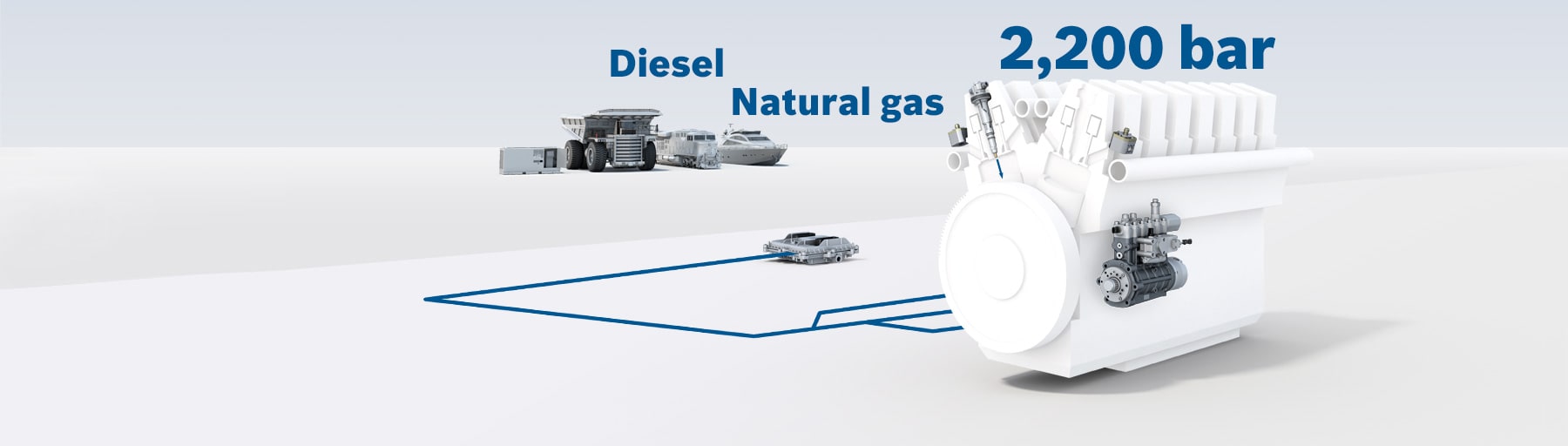 Gas and dual-fuel injection systems for large engines