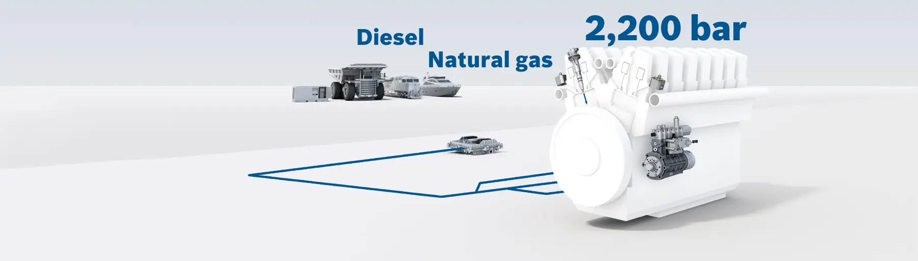 Gas and dual-fuel injection systems for large engines