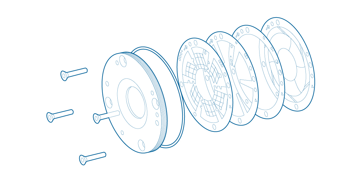 Detailansicht des Axial-Luftfolienlagersatzes